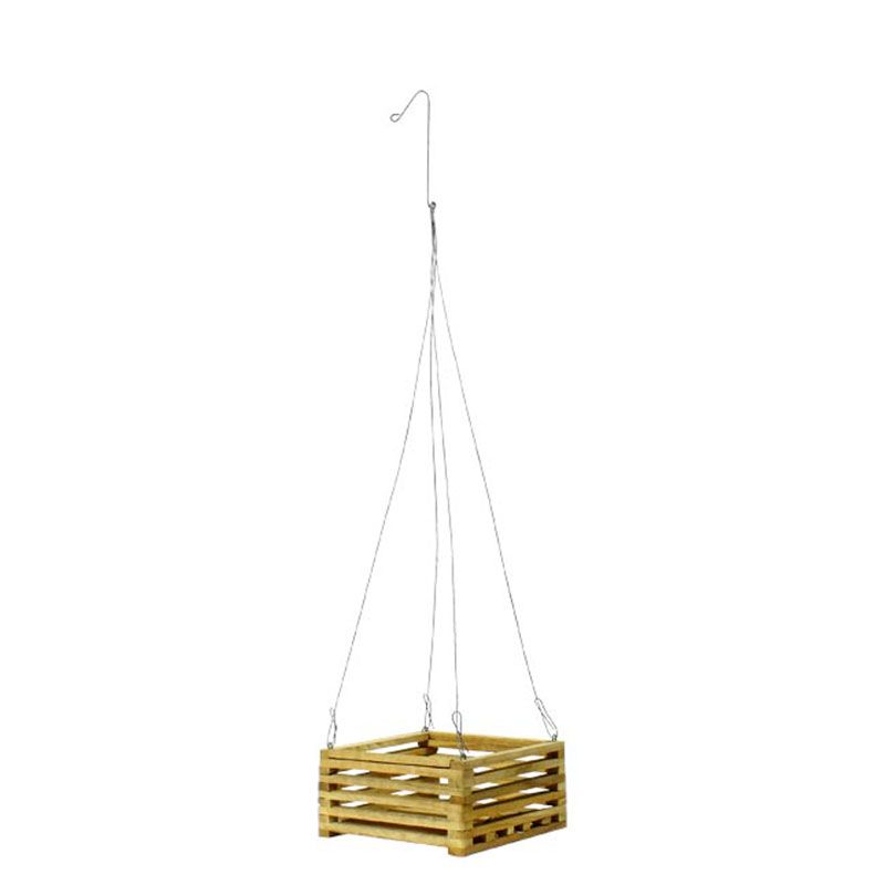 SQUARE TEAK WOOD HG BASKET 7"