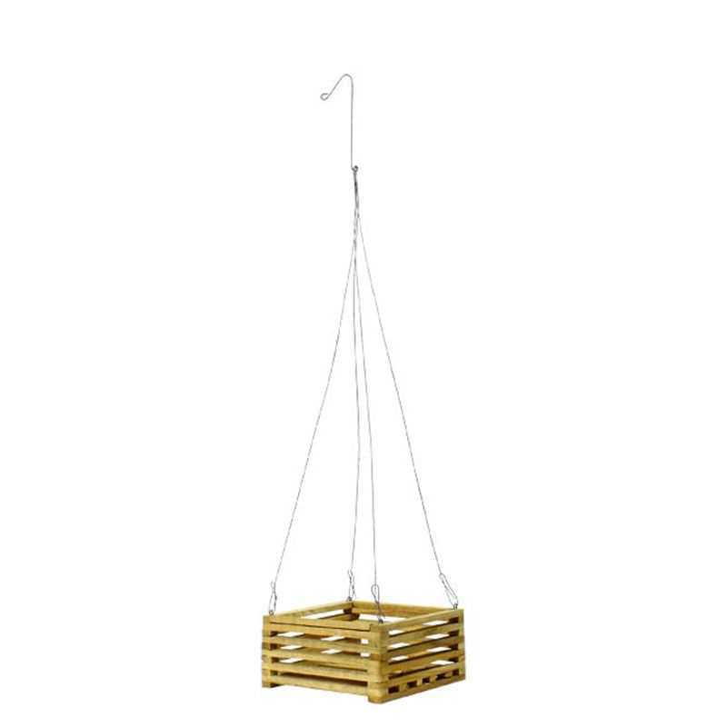 SQUARE TEAK WOOD HG BASKET 7"