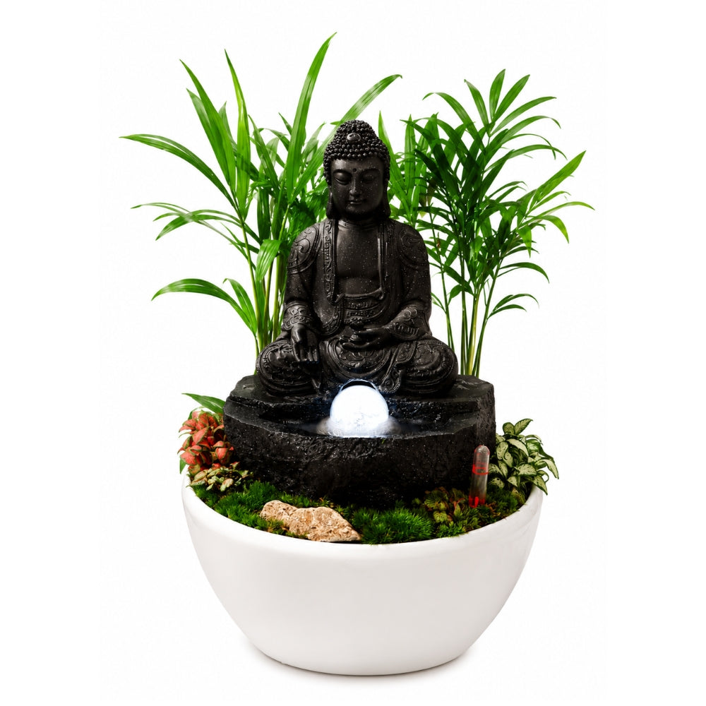 TG- DW10105-1 Sandstone fountain 23.5*22.5*34.5CM IN HG-3152 WHITE PLASTIC POT
