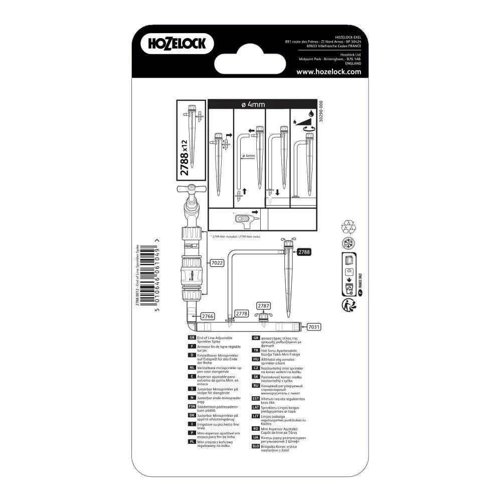 HOZELOCK 2788 END-OF-LINE ADJUSTABLE SPRINKLER SPIKES 12PC