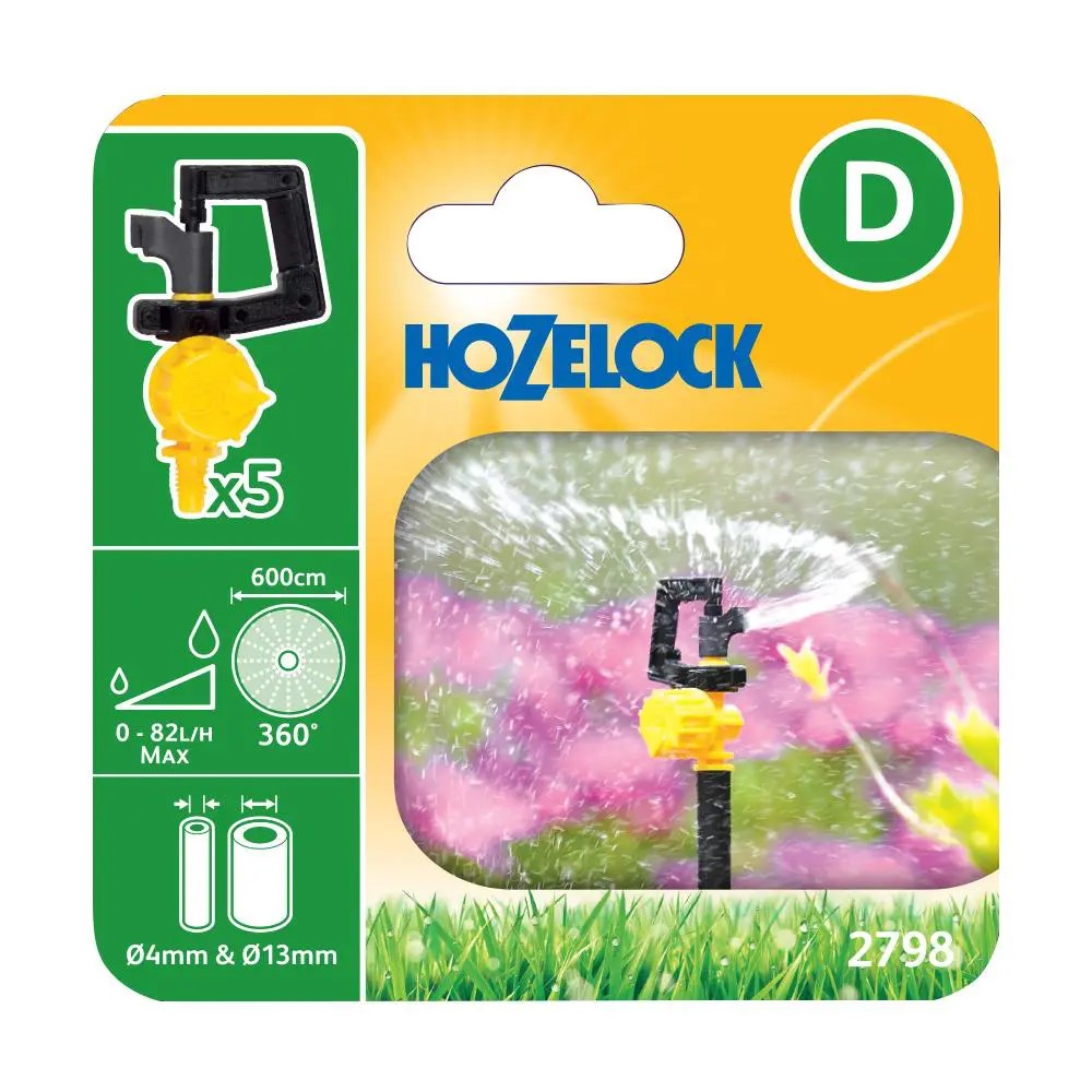 HOZELOCK 2798 VARI ROTOR SPRAY ADJUSTABLE SPRINKLER 360° 5PC