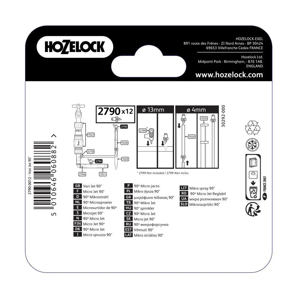 HOZELOCK 2790 MICRO SPRINKLER 90° 12PC