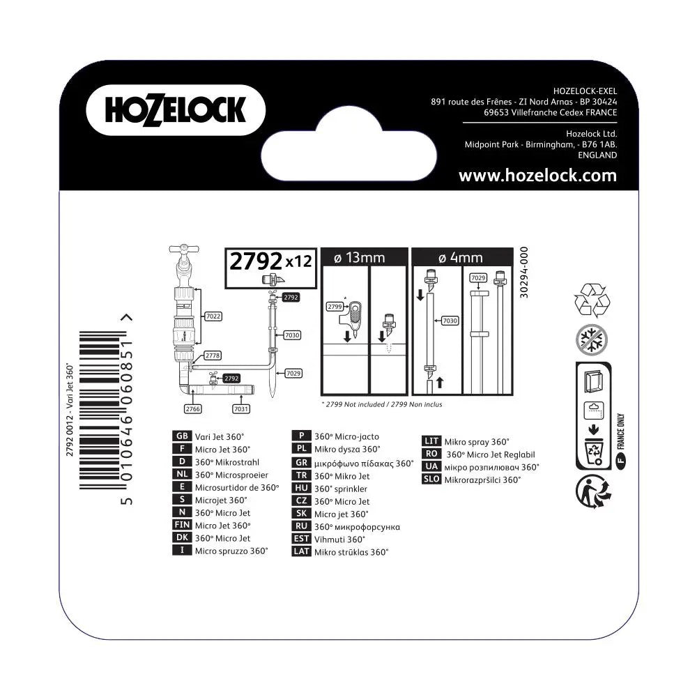 HOZELOCK 2792 MICRO SPRINKLER 360° 12PC