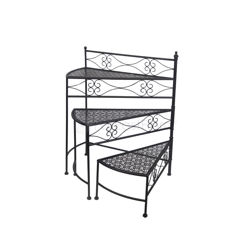 JD05-24013 3 Tier Swirl Plant Holder (Matte Black )