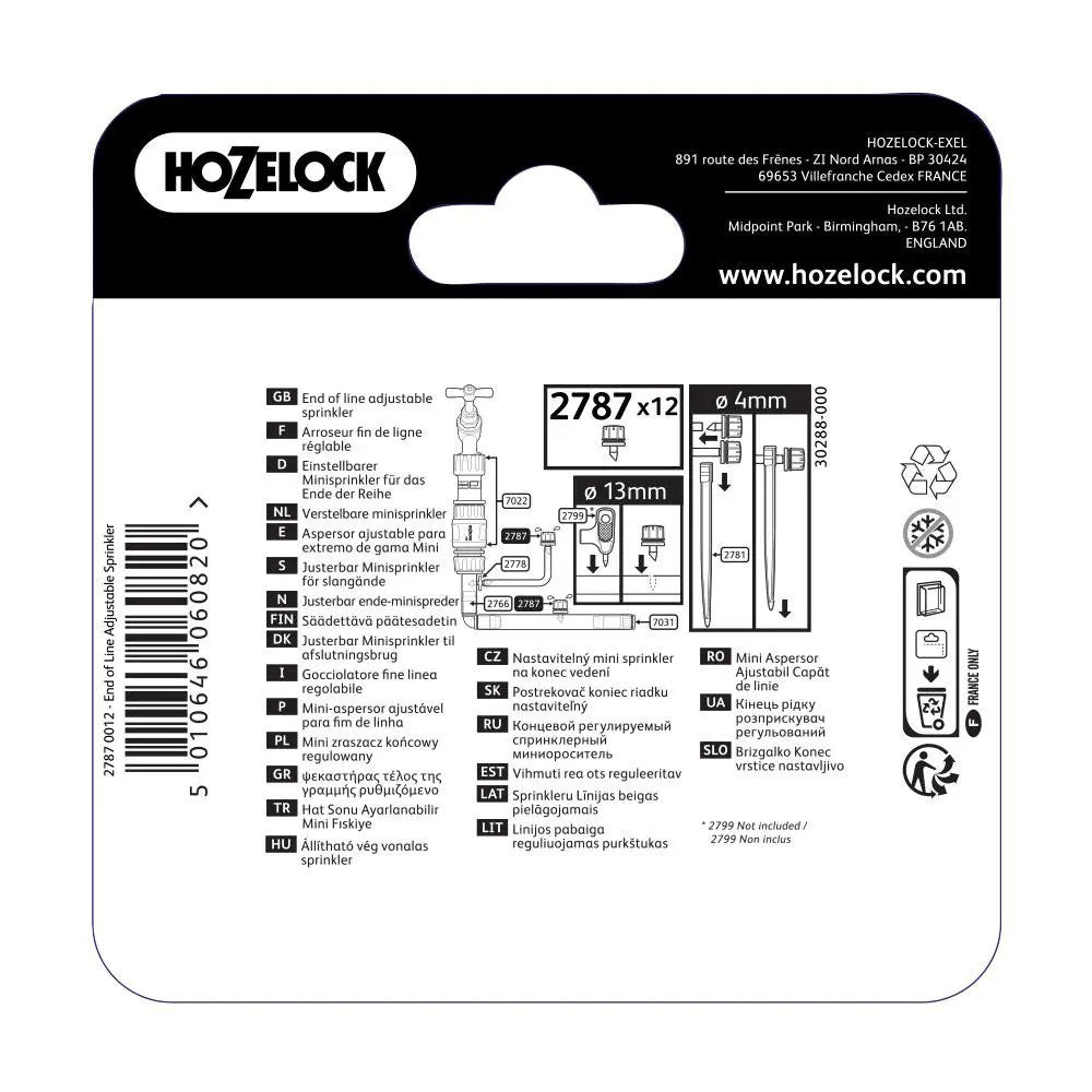 Hozelock 2787 End of Line Adjustable Mini Sprinkler 360°