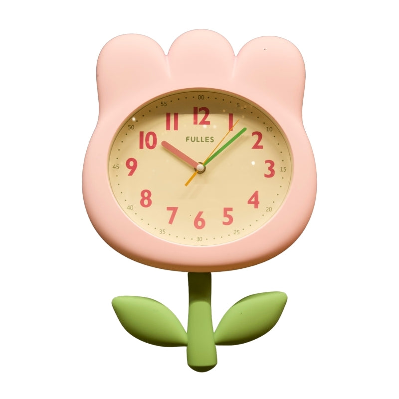 Pink flower wall clock