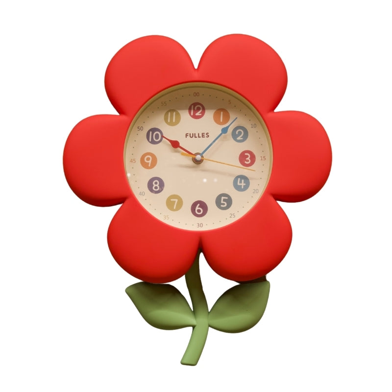 Red flower wall clock