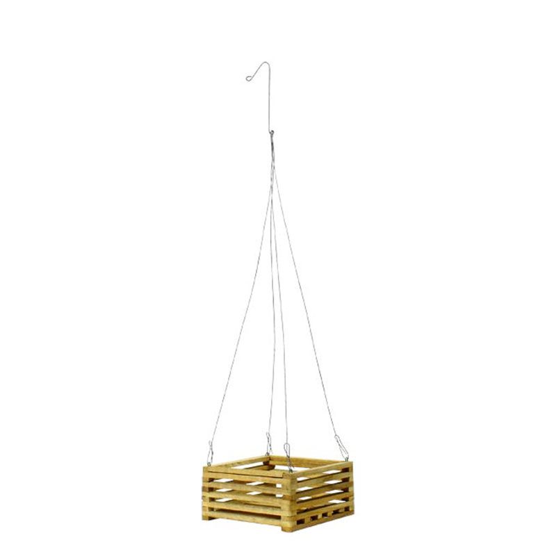 SQUARE TEAK WOOD HG BASKET 6"