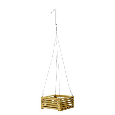 SQUARE TEAK WOOD HG BASKET 8"