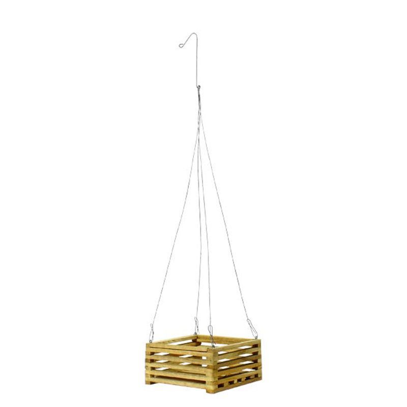 SQUARE TEAK WOOD HG BASKET 8"