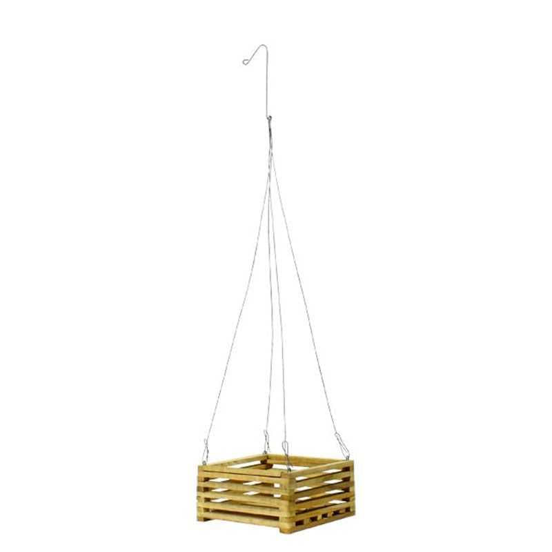 SQUARE TEAK WOOD HG BASKET 8"