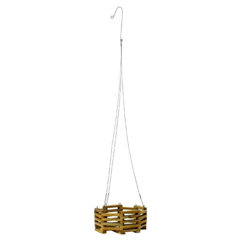 OCTAGON TEAK WOOD H.BASKET 10"