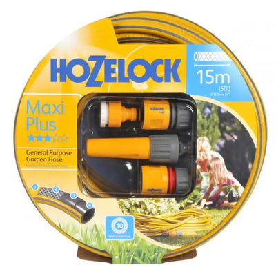 HOZELOCK 7215 STARTER SET YELLOW MAXI-PLUS 15M HOSE WITH ACCESSORIES