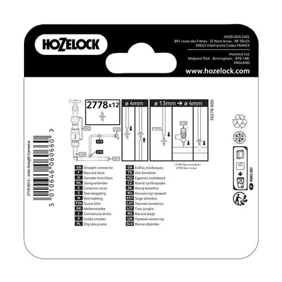 HOZELOCK 2778 STRAIGHT CONNECTOR 4MM 12PC