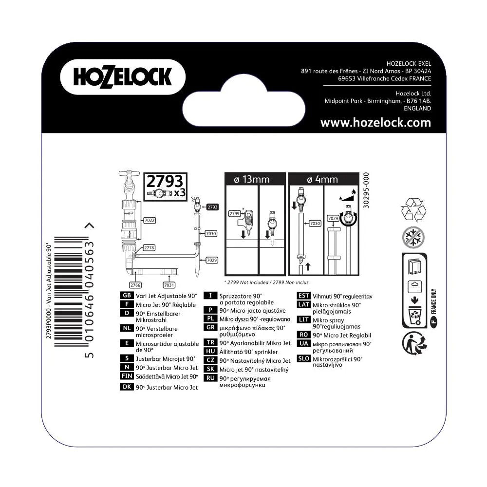 HOZELOCK 2793 ADJUSTABLE VARI-JETS 90º 3PC