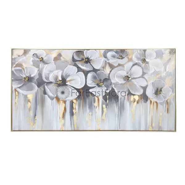 WALL ART SILVER FLOWERS FANTASY 72X142CM (SF)