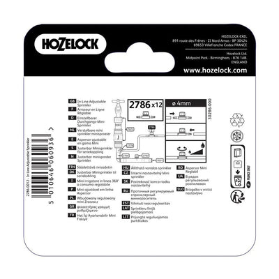 HOZELOCK 2786 IN-LINE ADJUSTABLE MINI SPRINKLERS 360° 12PC