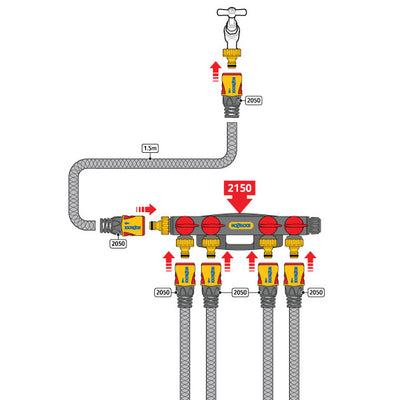 HOZELOCK 2150 PLASTIC 4-WAY TAP CONNECTOR
