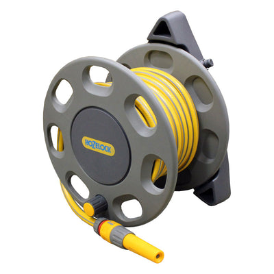 Hozelock 2420-7215-Y Wall Mounted Hose Reel Set (w/15M Maxi-Plus Hose)
