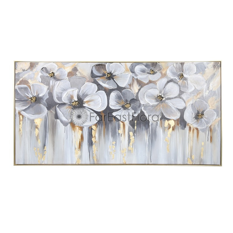 Wall Art Silver Flowers Fantasy (L142cmxH72cm)