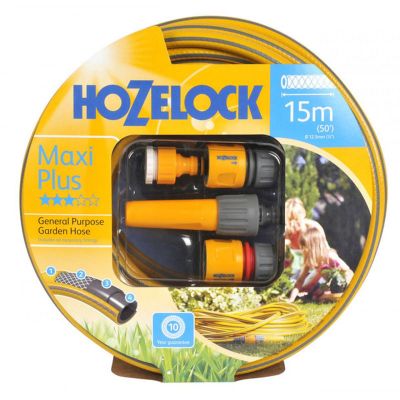 Hozelock 7215-Y Starter Set Maxi-Plus Hose with Accessories (15M)