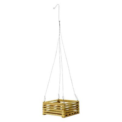 Square Teak Wood Hanging Basket (10" Square)