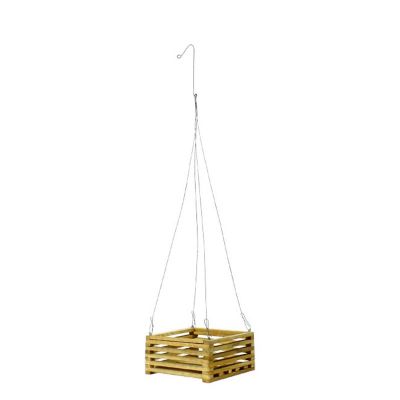 Square Teak Wood Hanging Basket (6" Square)