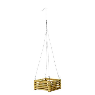 Square Teak Wood Hanging Basket (8" Square)