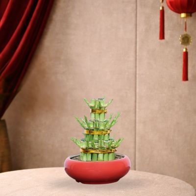 GOOD LUCK BAMBOO 3TIER-富贵竹小三层 WITH GLASS/CERAMIC SAUCER (TB)