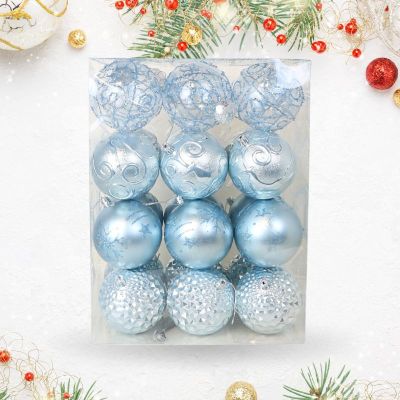 9205-11 XMAS DECO - YULE BABY BLUE BAUBLES BUCKET 8CM [SFXACC] 8CM