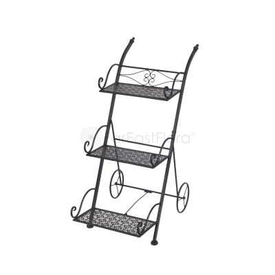JD05-24012 Matte Black 3 TIER PLANT HODLER 34X16.5X77CM