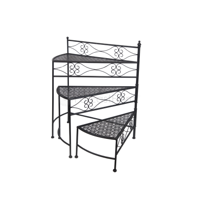 JD05-24013 Matte Black 3 TIER SWIRL PLANT HOLDER 56X30X66CM