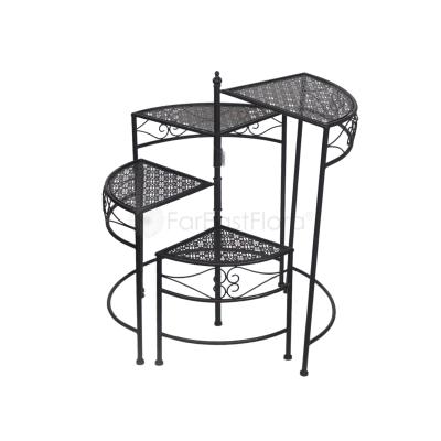 JD05-24014 Matte Black SWIRL 4 PLANT HOLDER 45X33X70CM