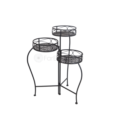 JD05-24015 Matte Black SWIRL TRIPLE PLANT HOLDER 28X23X64CM