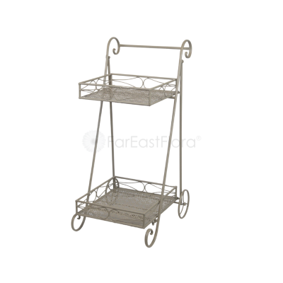 JD05-24016 Sandy Color 2 TIER TROLLEY PLANT HOLDER 33X31X76CM